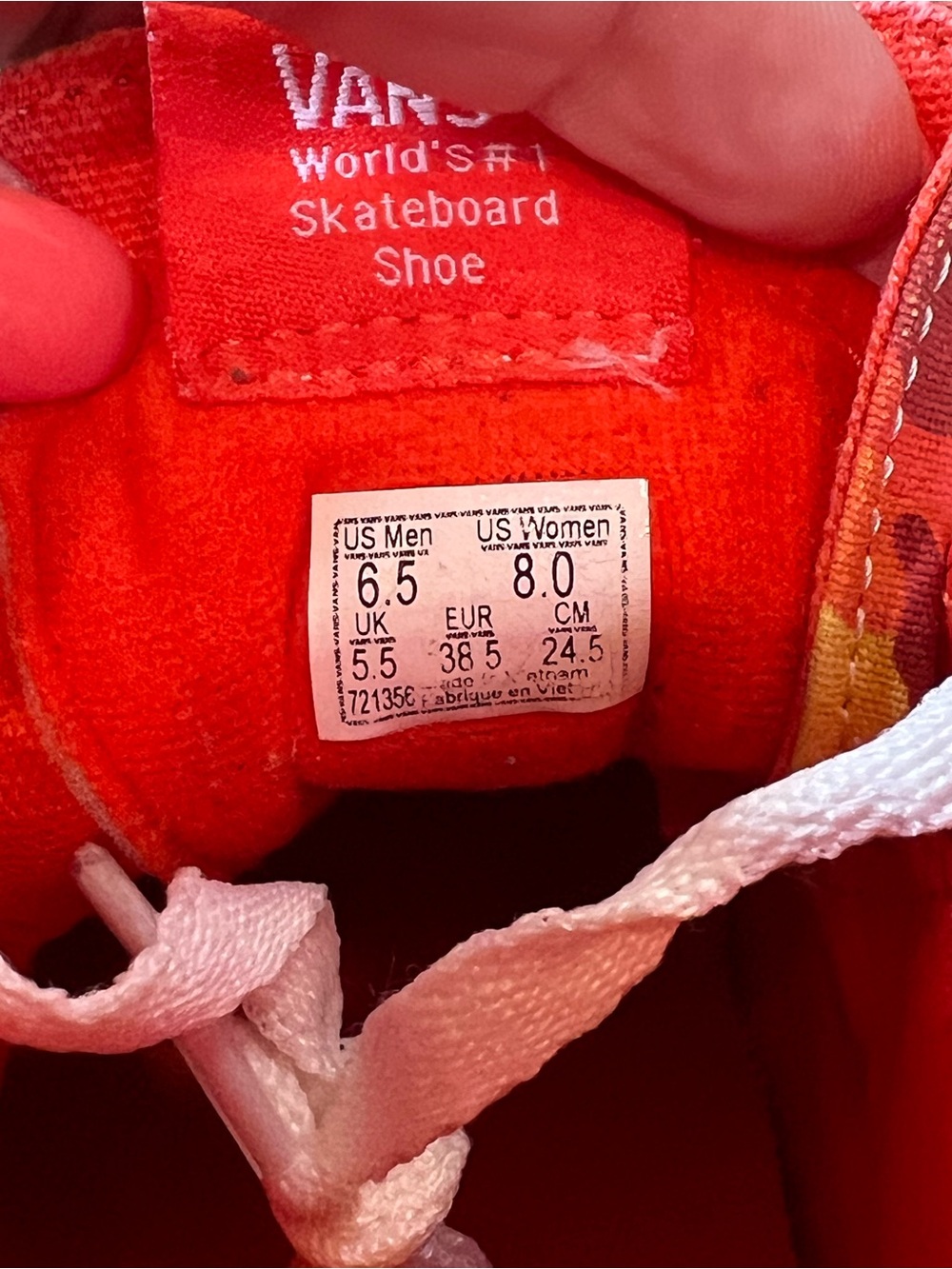 VANS Sk8-Hi Canvas Skate Shoes Orange / Yellow Camo Women Size 8- Men Size 6.5 - Picture 10 of 11